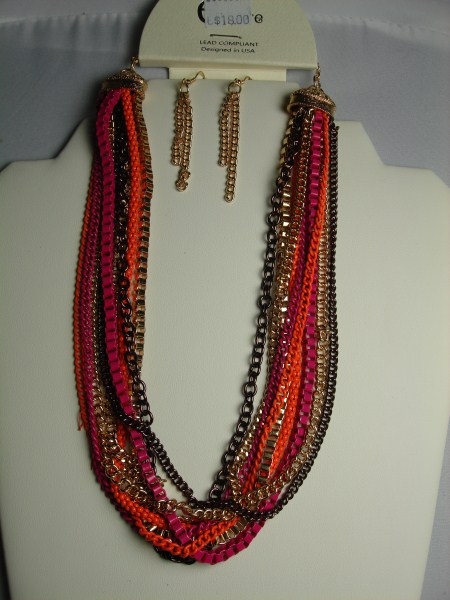 Multi Color Fashion Necklace Set